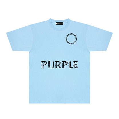Purple Flame Ring Graphic T-Shirt Short Sleeve Casual Streetwear Tee PUR093