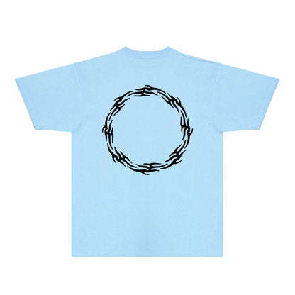 Purple Flame Ring Graphic T-Shirt Short Sleeve Casual Streetwear Tee PUR093