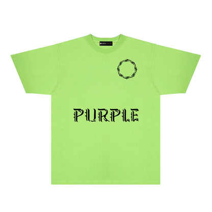 Purple Flame Ring Graphic T-Shirt Short Sleeve Casual Streetwear Tee PUR093