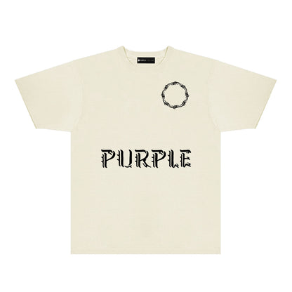 Purple Flame Ring Graphic T-Shirt Short Sleeve Casual Streetwear Tee PUR093