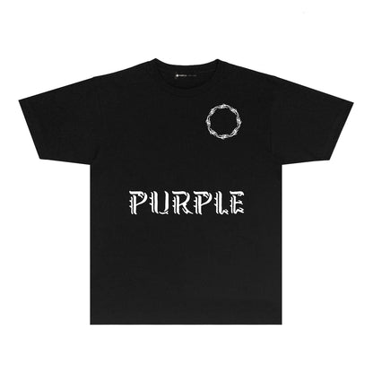 Purple Flame Ring Graphic T-Shirt Short Sleeve Casual Streetwear Tee PUR093