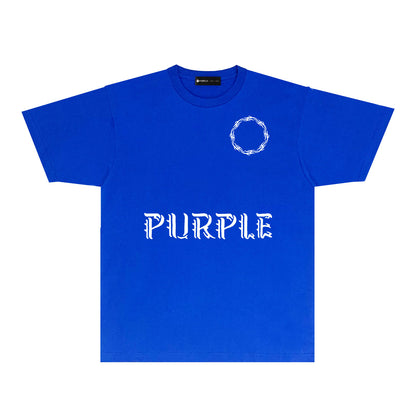 Purple Flame Ring Graphic T-Shirt Short Sleeve Casual Streetwear Tee PUR093