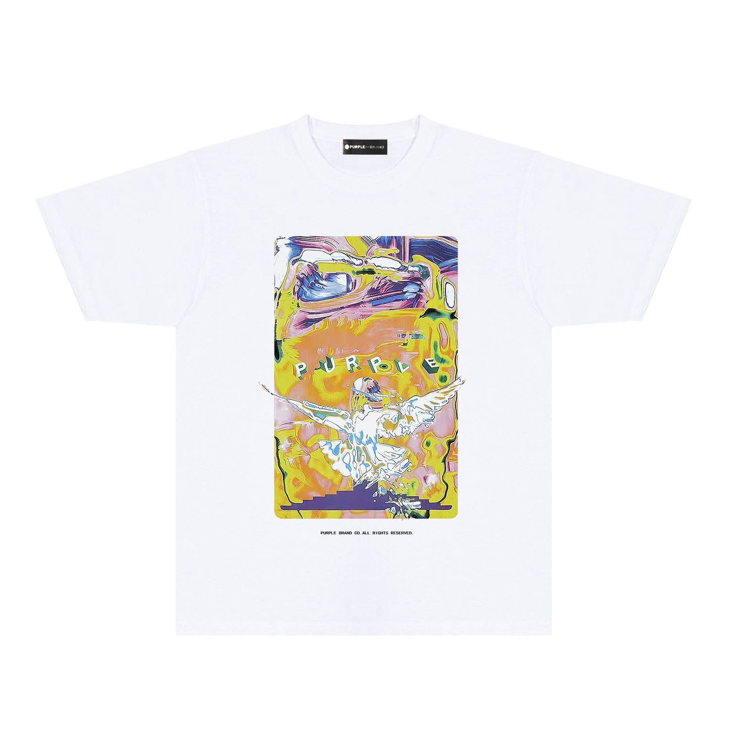 Purple Graffiti Eagle Graphic T-Shirt Short Sleeve Casual Streetwear Tee PUR094