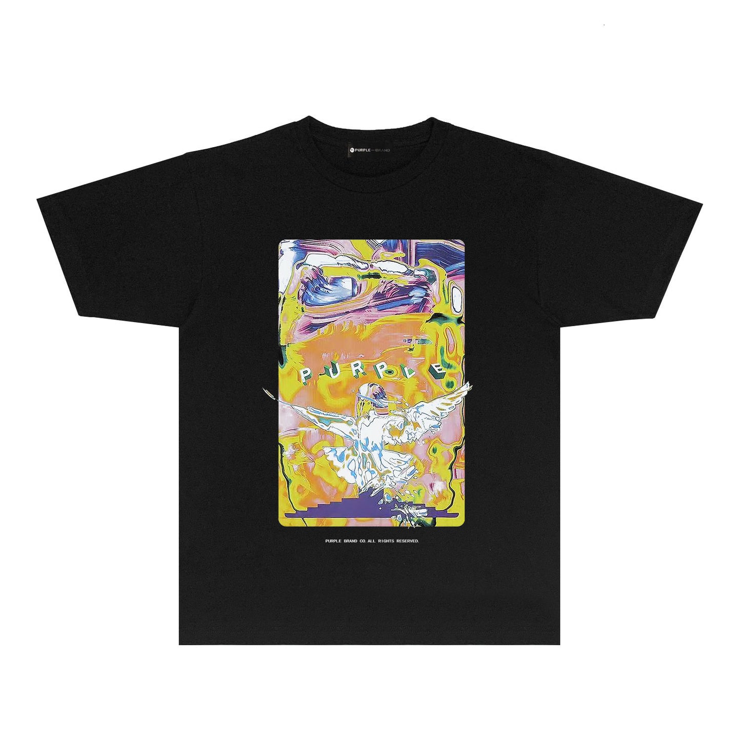 Purple Graffiti Eagle Graphic T-Shirt Short Sleeve Casual Streetwear Tee PUR094