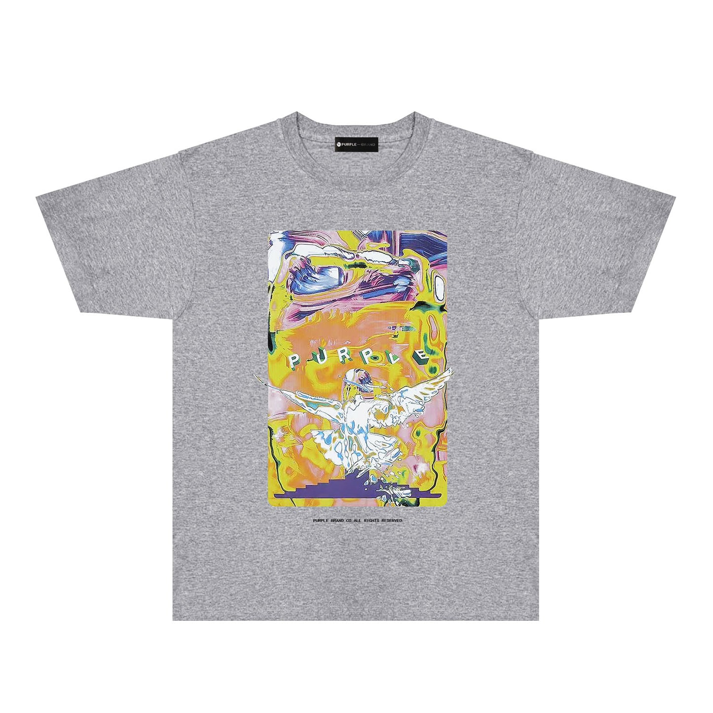 Purple Graffiti Eagle Graphic T-Shirt Short Sleeve Casual Streetwear Tee PUR094