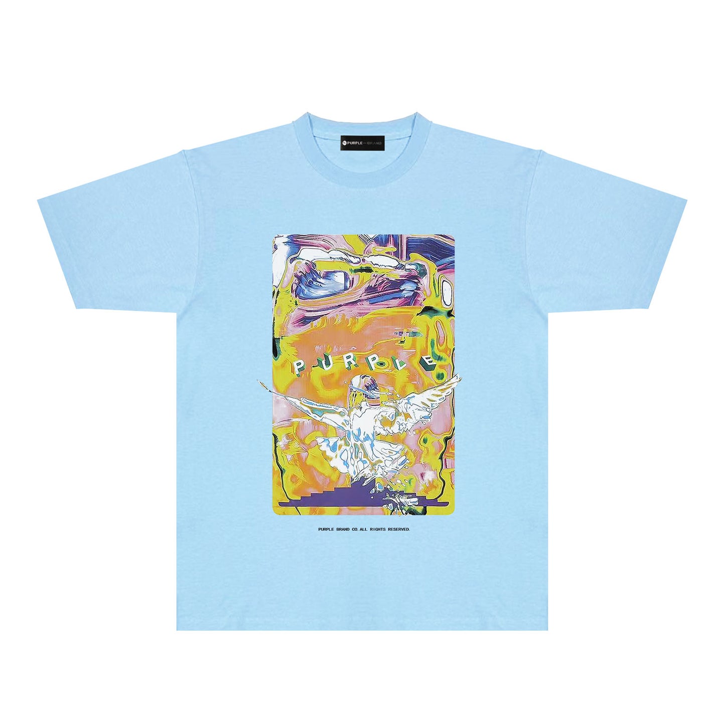 Purple Graffiti Eagle Graphic T-Shirt Short Sleeve Casual Streetwear Tee PUR094