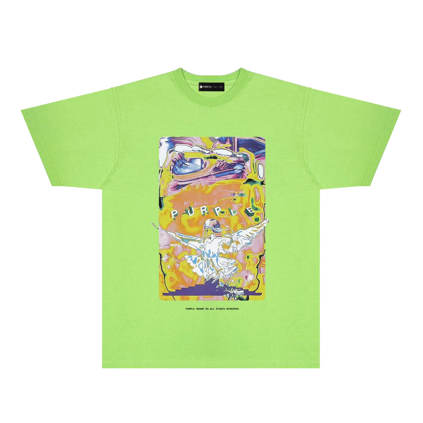 Purple Graffiti Eagle Graphic T-Shirt Short Sleeve Casual Streetwear Tee PUR094