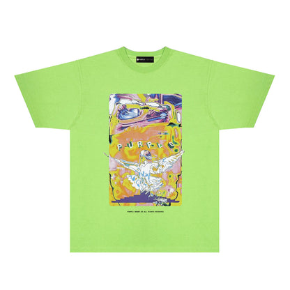 Purple Graffiti Eagle Graphic T-Shirt Short Sleeve Casual Streetwear Tee PUR094