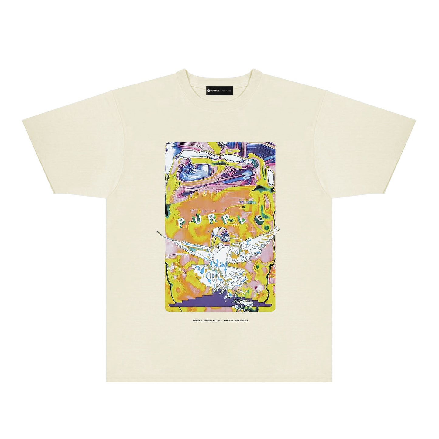 Purple Graffiti Eagle Graphic T-Shirt Short Sleeve Casual Streetwear Tee PUR094