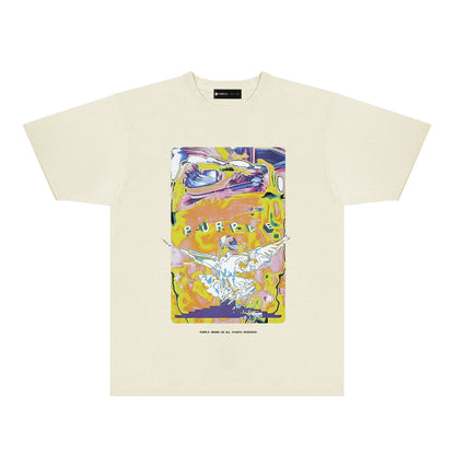 Purple Graffiti Eagle Graphic T-Shirt Short Sleeve Casual Streetwear Tee PUR094