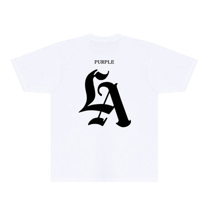 Purple Artistic Typography Graphic T-Shirt Short Sleeve Casual Streetwear Tee PUR095