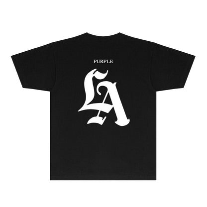 Purple Artistic Typography Graphic T-Shirt Short Sleeve Casual Streetwear Tee PUR095