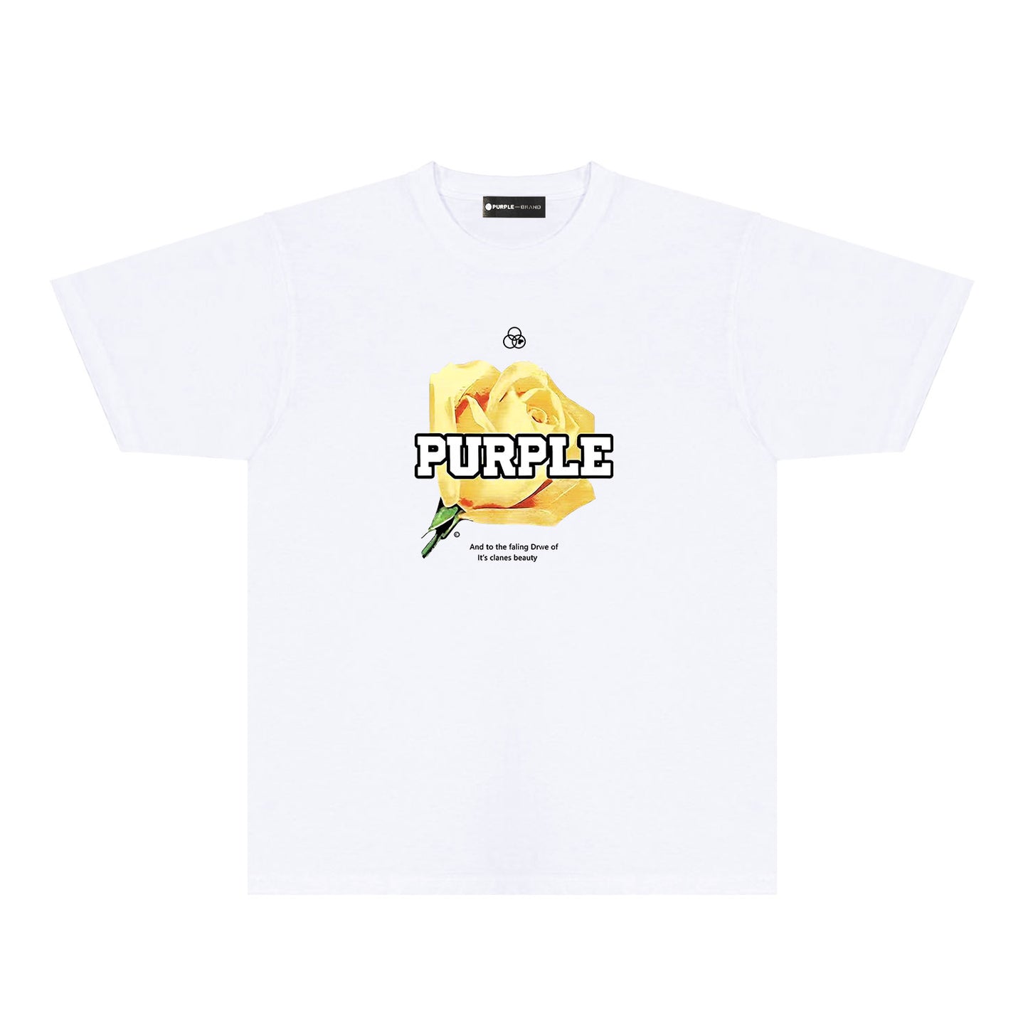 Purple Golden Rose Graphic T-Shirt Short Sleeve Casual Streetwear Tee PUR096