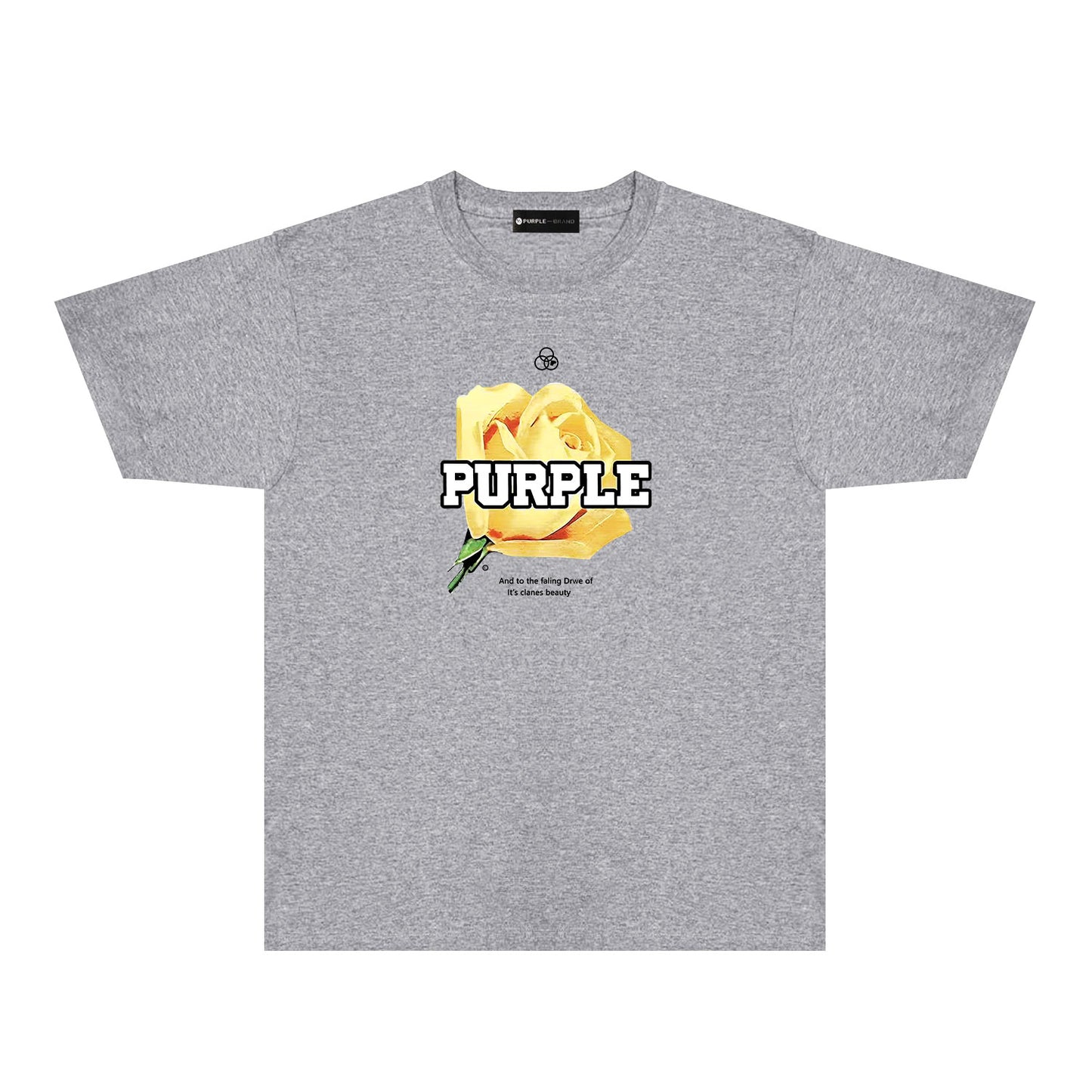 Purple Golden Rose Graphic T-Shirt Short Sleeve Casual Streetwear Tee PUR096