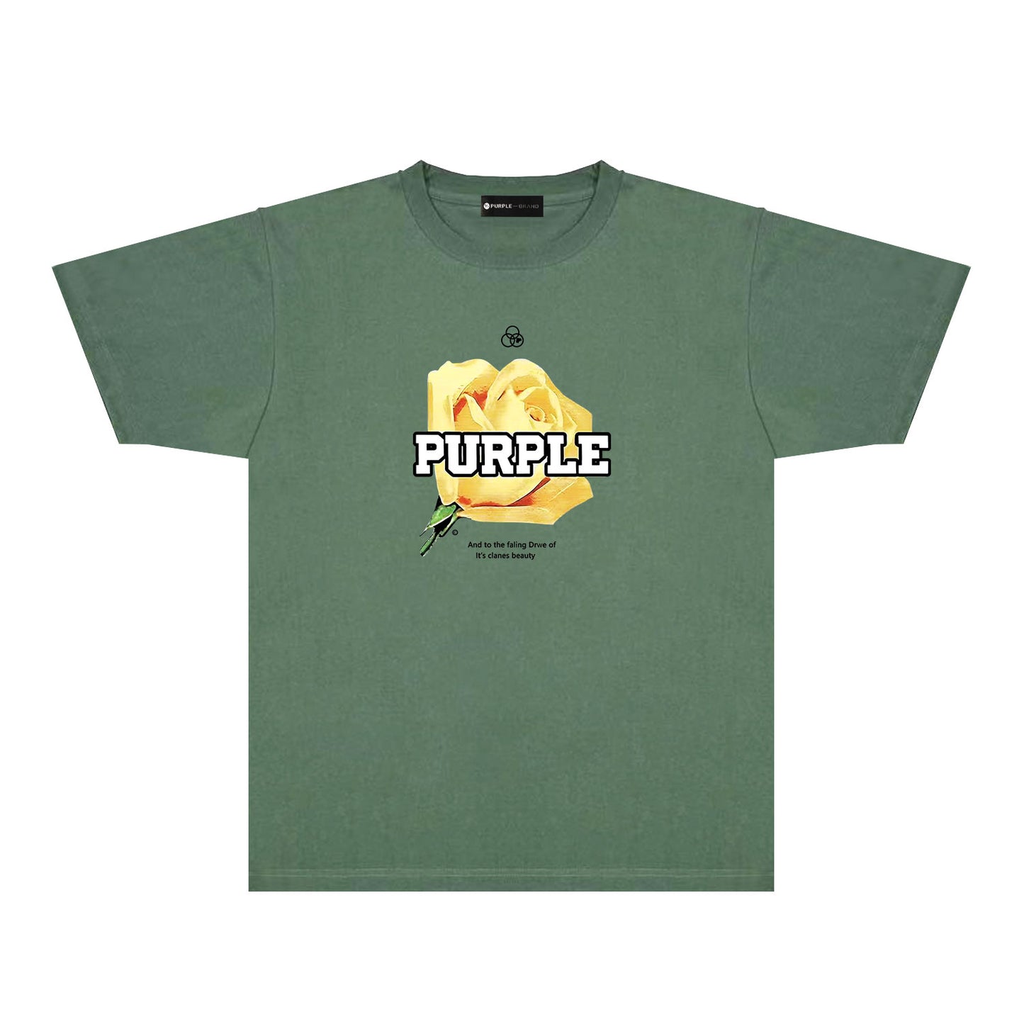 Purple Golden Rose Graphic T-Shirt Short Sleeve Casual Streetwear Tee PUR096