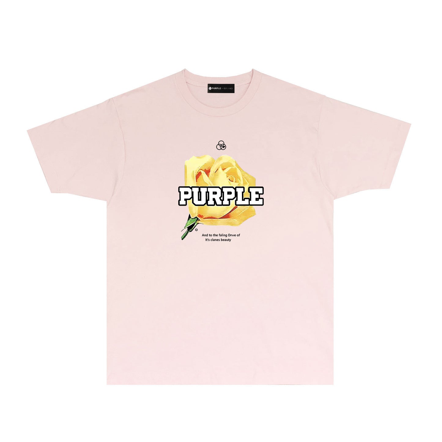 Purple Golden Rose Graphic T-Shirt Short Sleeve Casual Streetwear Tee PUR096
