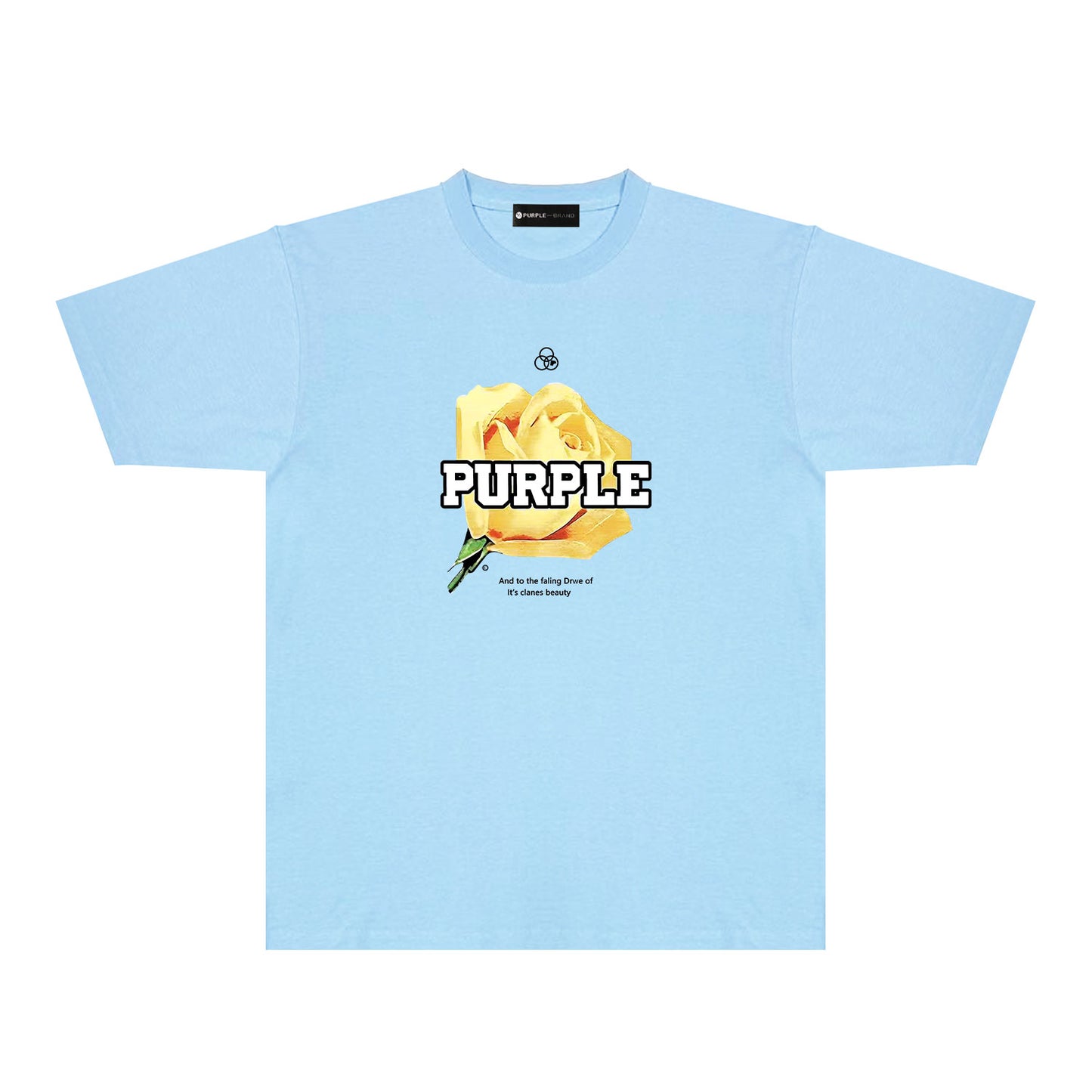 Purple Golden Rose Graphic T-Shirt Short Sleeve Casual Streetwear Tee PUR096