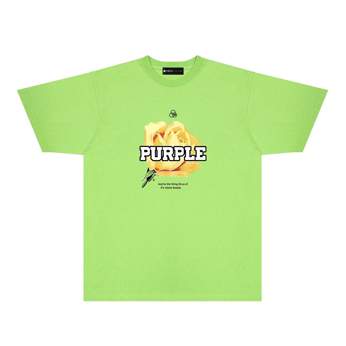 Purple Golden Rose Graphic T-Shirt Short Sleeve Casual Streetwear Tee PUR096