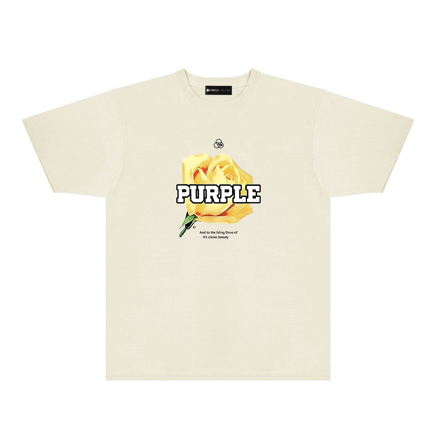 Purple Golden Rose Graphic T-Shirt Short Sleeve Casual Streetwear Tee PUR096
