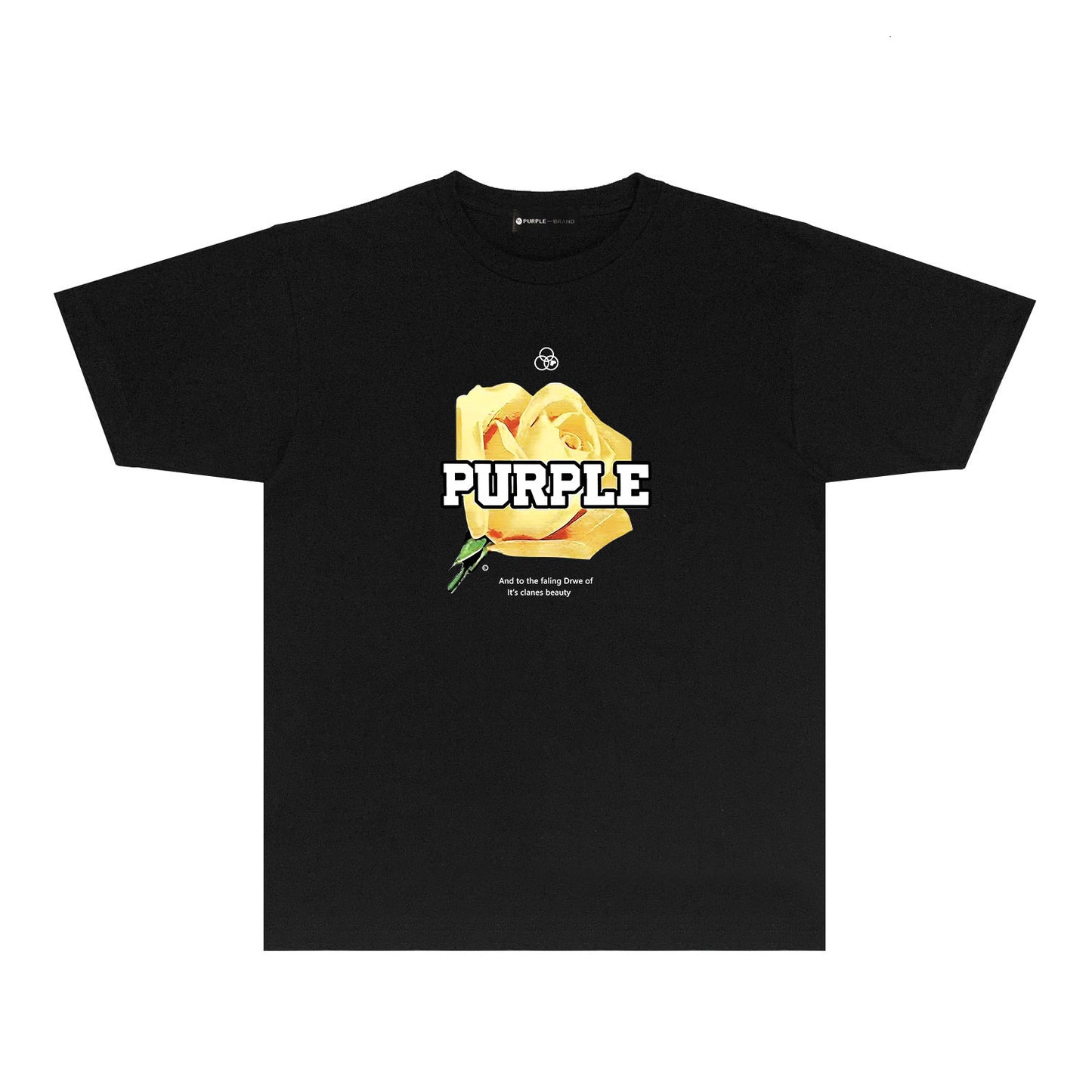 Purple Golden Rose Graphic T-Shirt Short Sleeve Casual Streetwear Tee PUR096