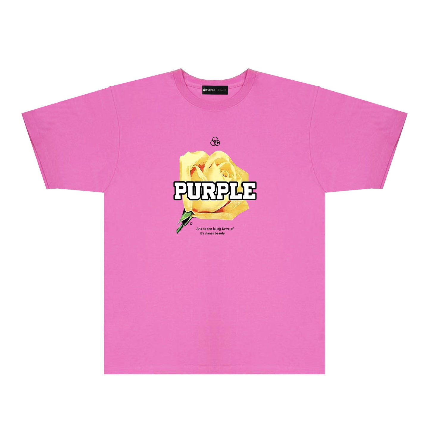 Purple Golden Rose Graphic T-Shirt Short Sleeve Casual Streetwear Tee PUR096