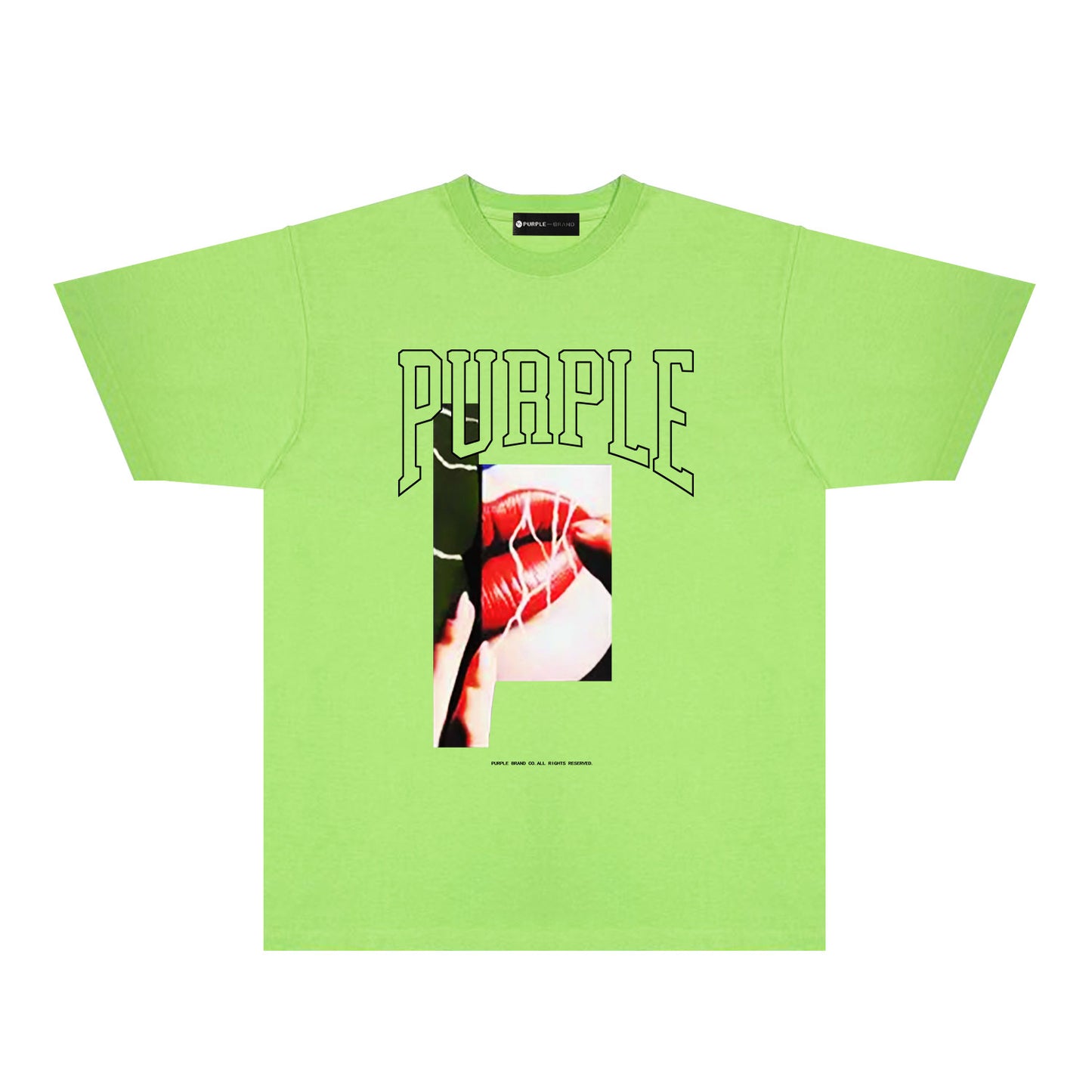Purple Red Lips Graphic T-Shirt Short Sleeve Casual Streetwear Tee PUR097