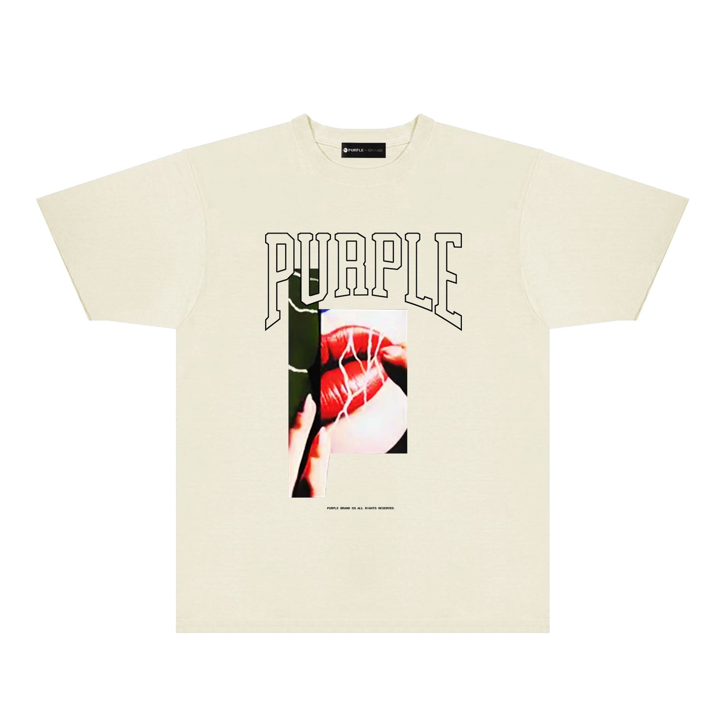 Purple Red Lips Graphic T-Shirt Short Sleeve Casual Streetwear Tee PUR097