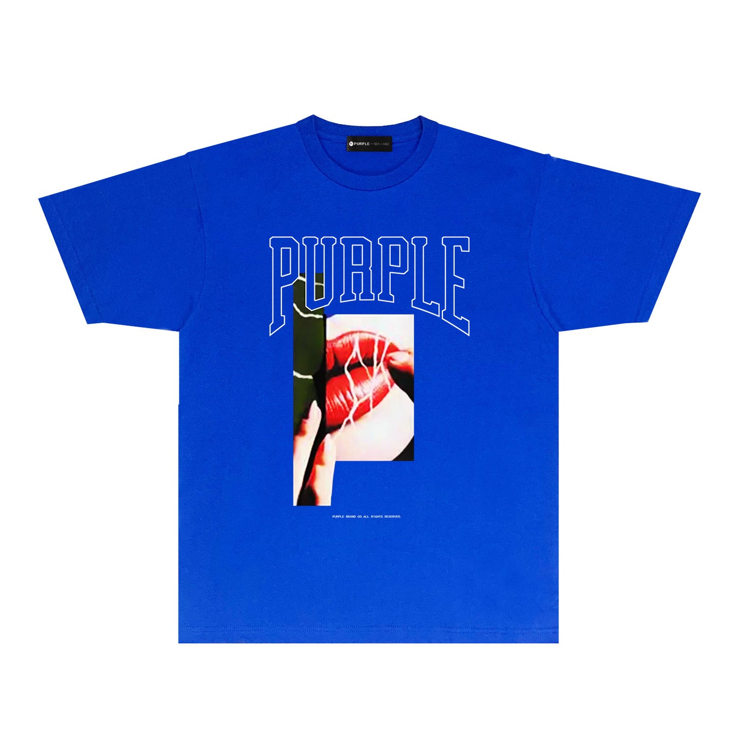 Purple Red Lips Graphic T-Shirt Short Sleeve Casual Streetwear Tee PUR097