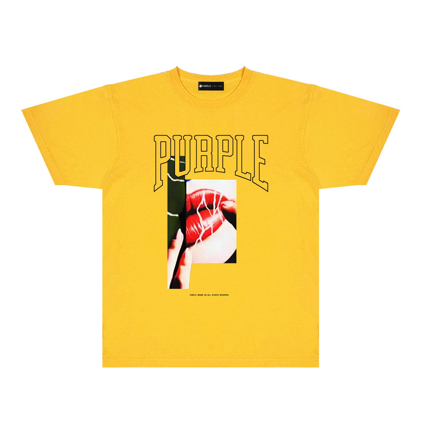 Purple Red Lips Graphic T-Shirt Short Sleeve Casual Streetwear Tee PUR097