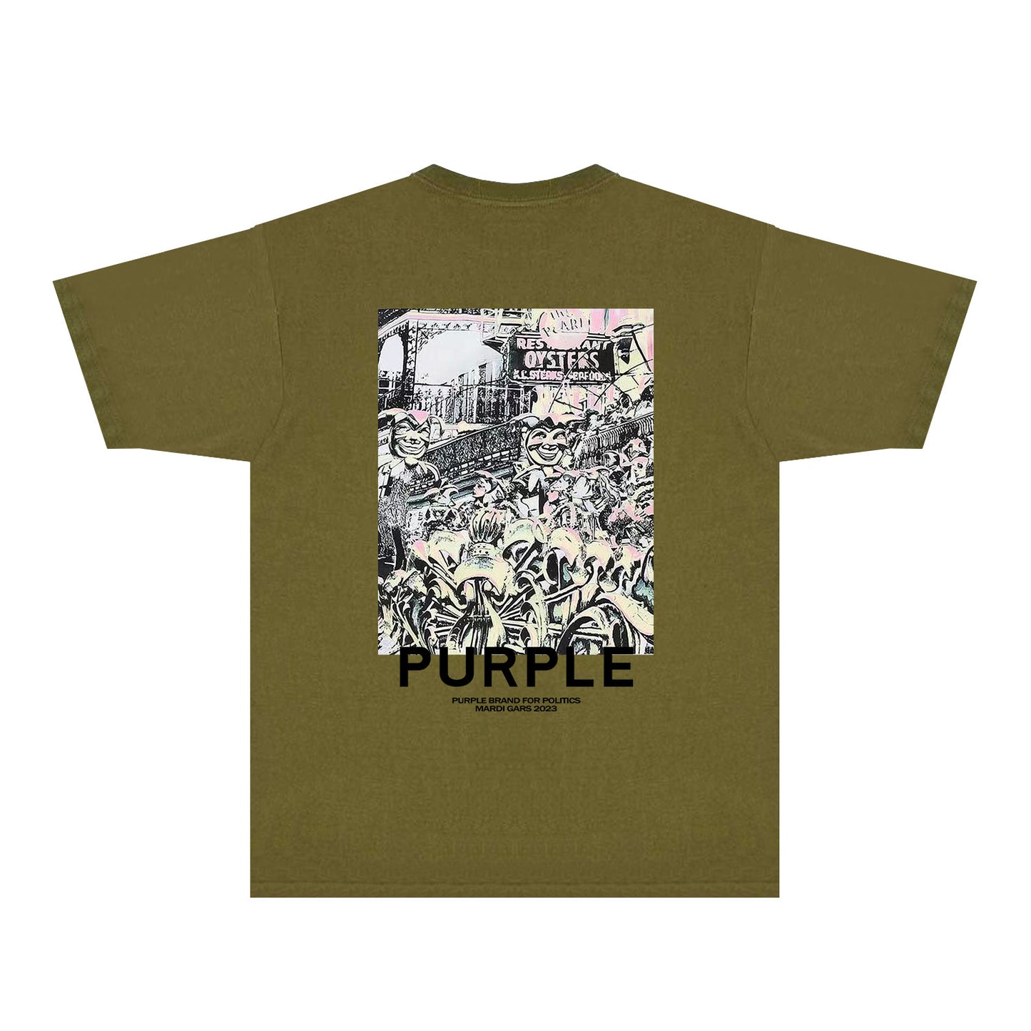 Purple Locomotive Graphic T-Shirt Short Sleeve Casual Streetwear Tee PUR098