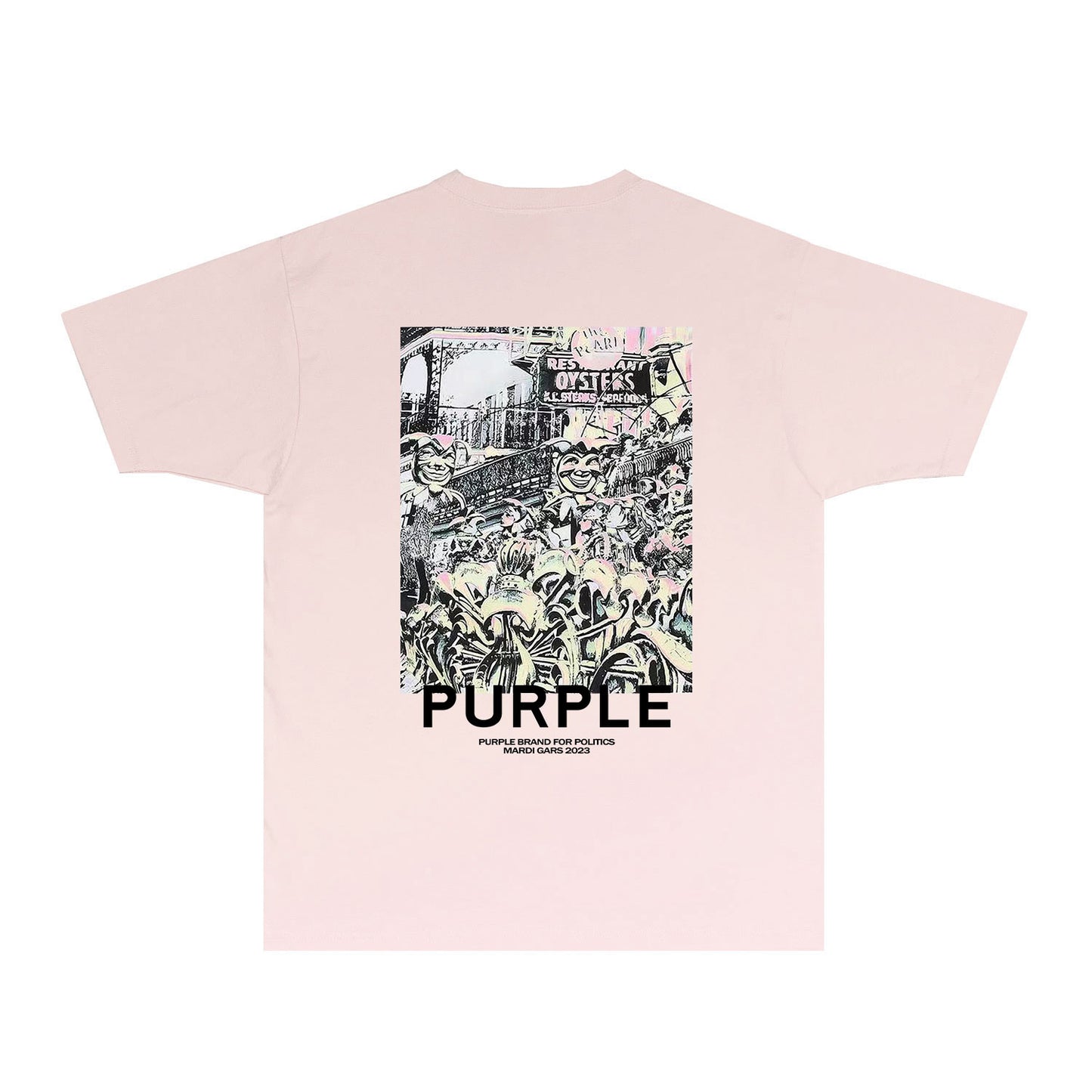 Purple Locomotive Graphic T-Shirt Short Sleeve Casual Streetwear Tee PUR098