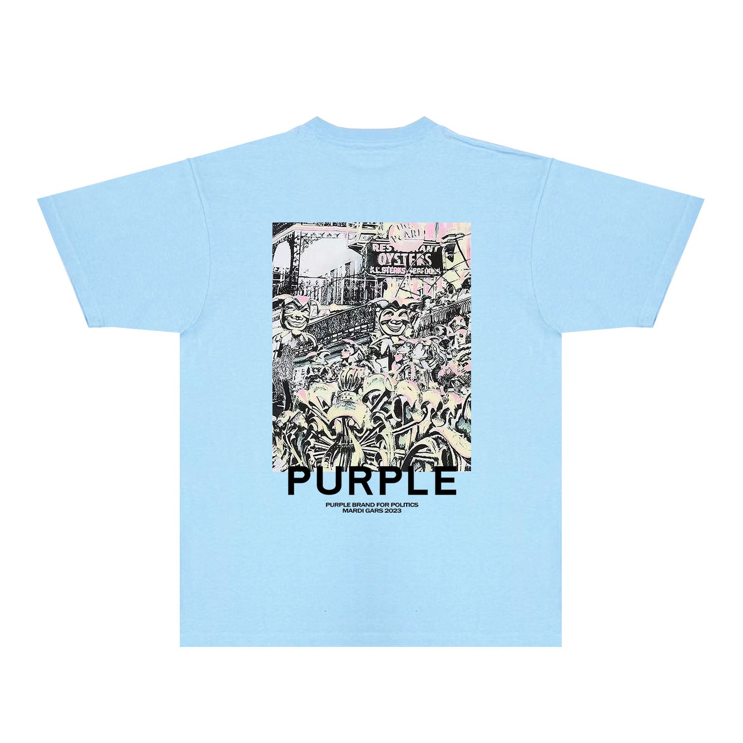 Purple Locomotive Graphic T-Shirt Short Sleeve Casual Streetwear Tee PUR098