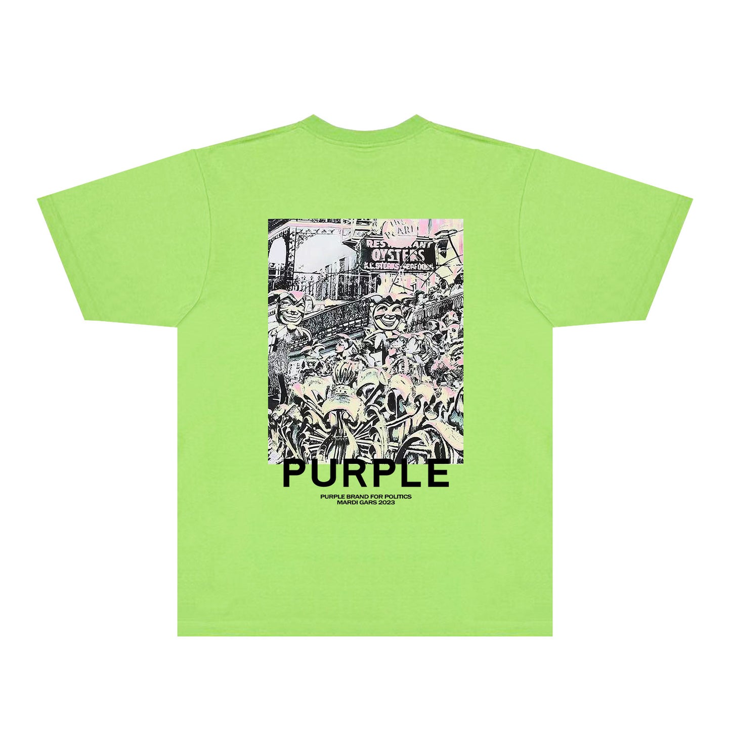 Purple Locomotive Graphic T-Shirt Short Sleeve Casual Streetwear Tee PUR098