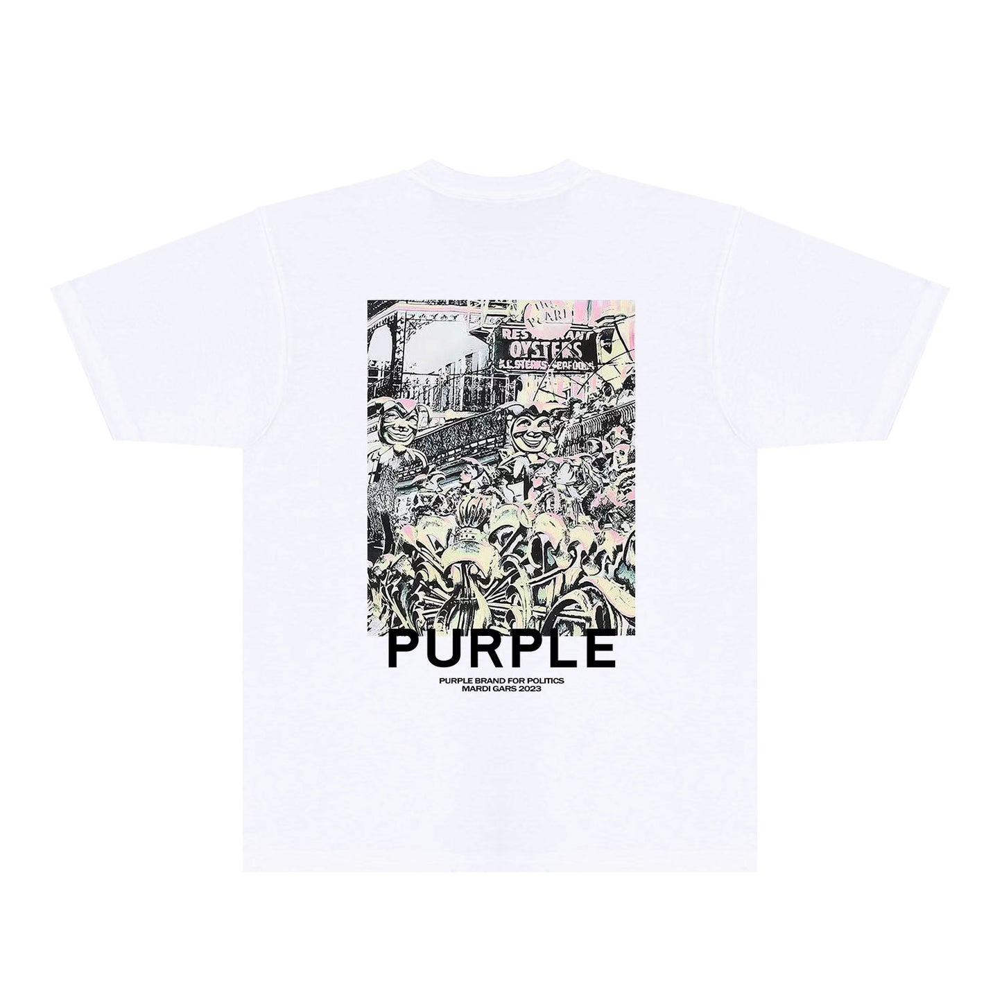 Purple Locomotive Graphic T-Shirt Short Sleeve Casual Streetwear Tee PUR098