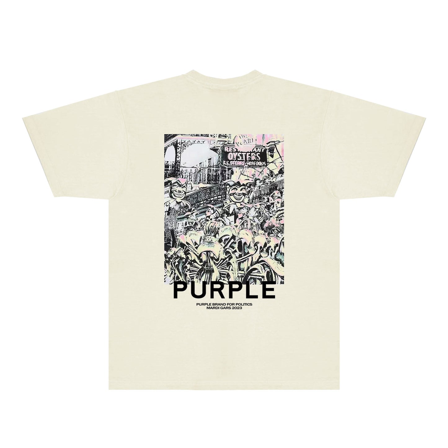 Purple Locomotive Graphic T-Shirt Short Sleeve Casual Streetwear Tee PUR098