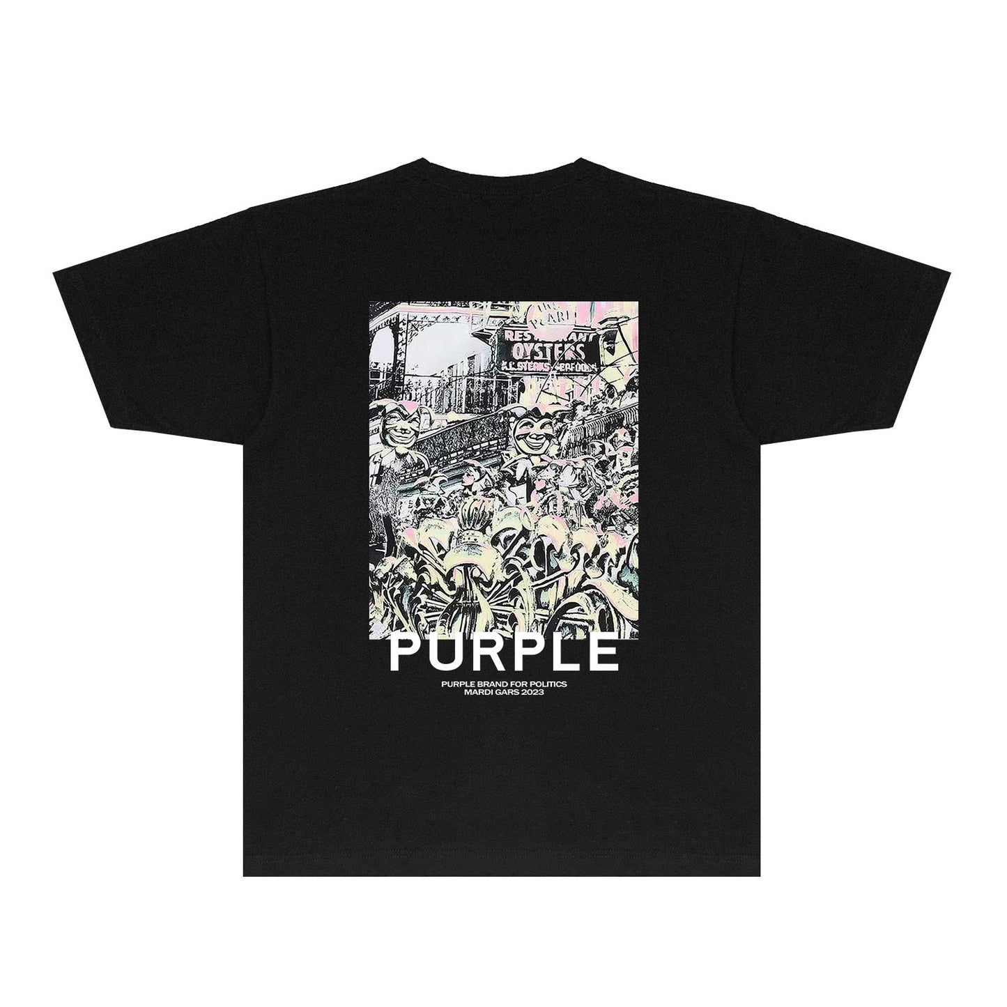 Purple Locomotive Graphic T-Shirt Short Sleeve Casual Streetwear Tee PUR098