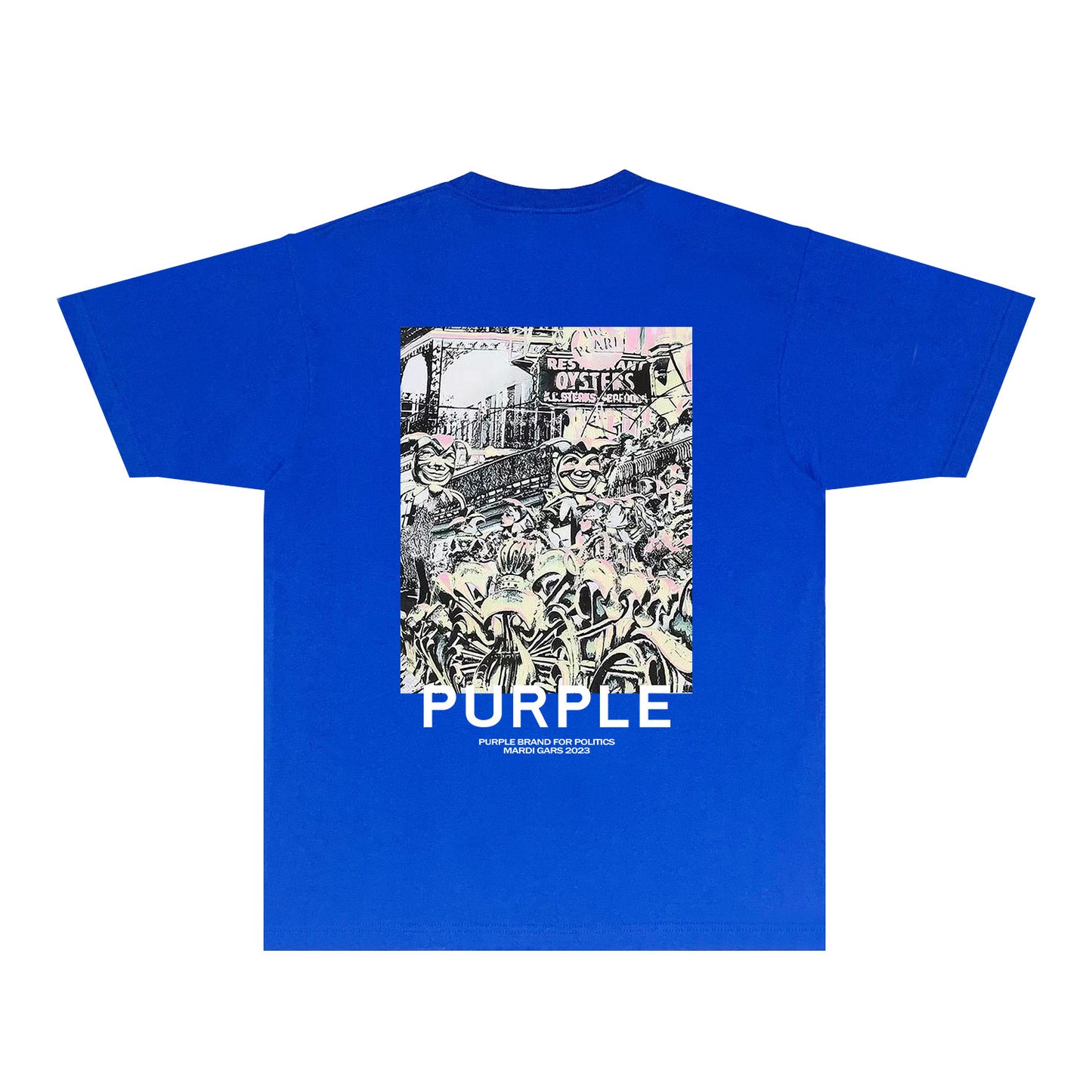 Purple Locomotive Graphic T-Shirt Short Sleeve Casual Streetwear Tee PUR098