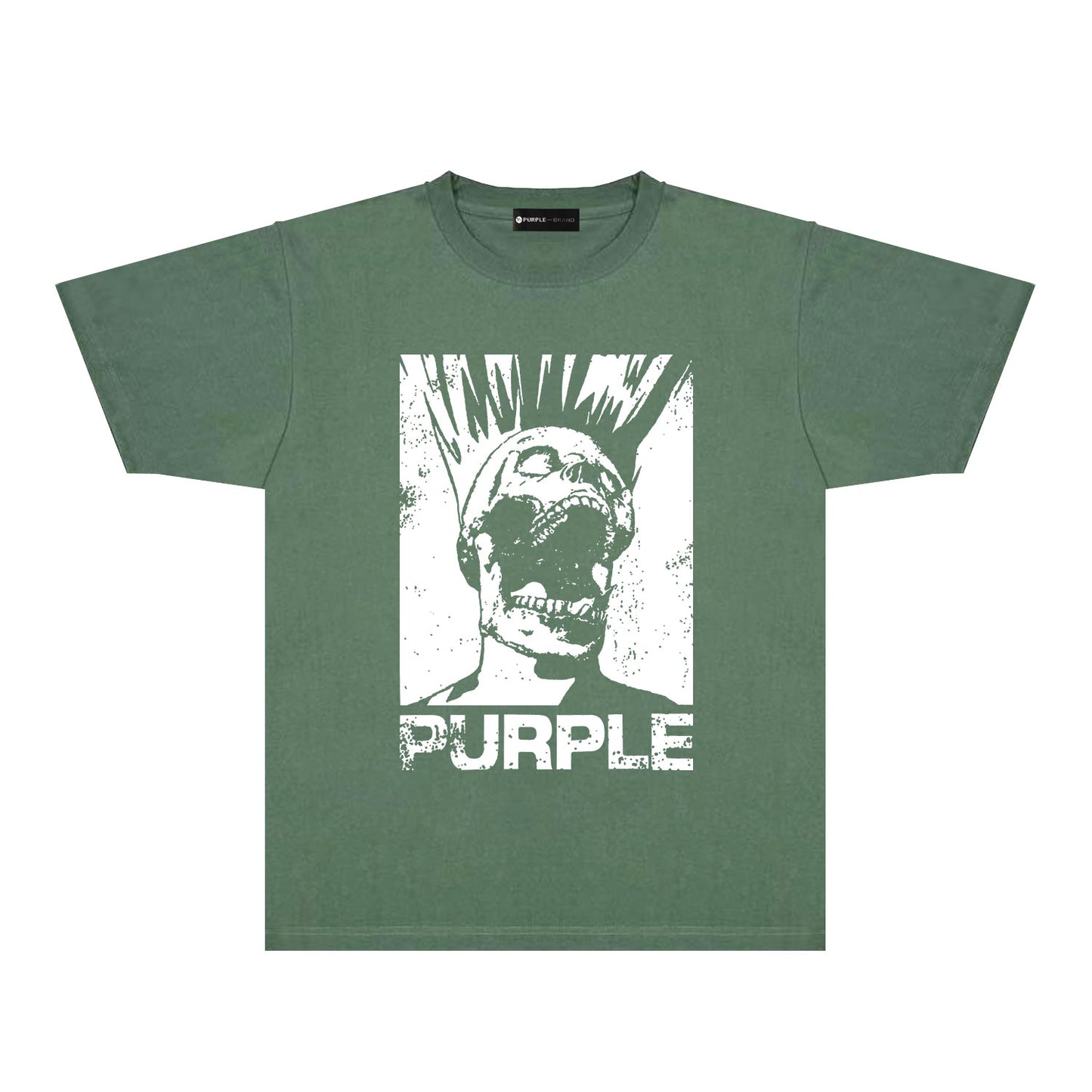 Purple Black White Outline Graphic T-Shirt Short Sleeve Casual Streetwear Tee PUR099