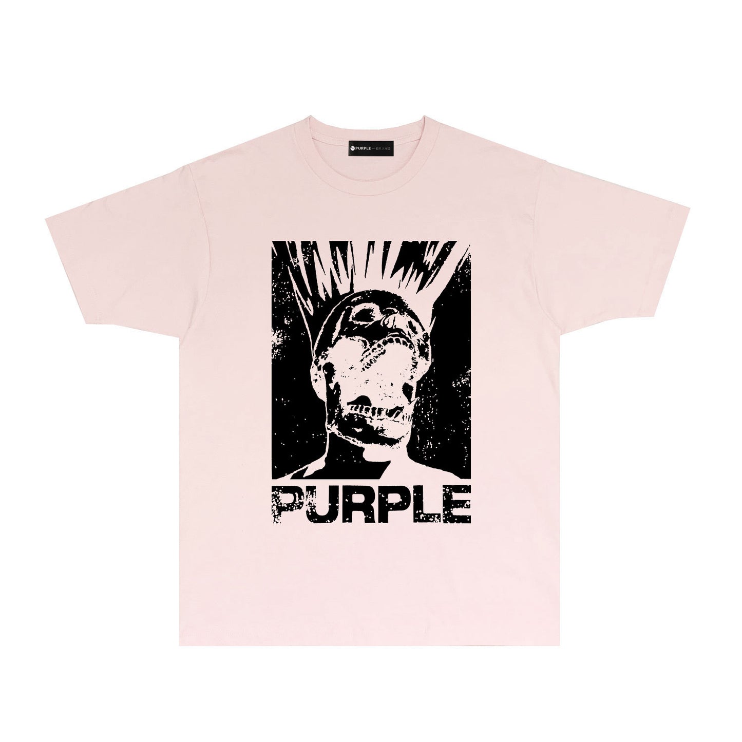 Purple Black White Outline Graphic T-Shirt Short Sleeve Casual Streetwear Tee PUR099