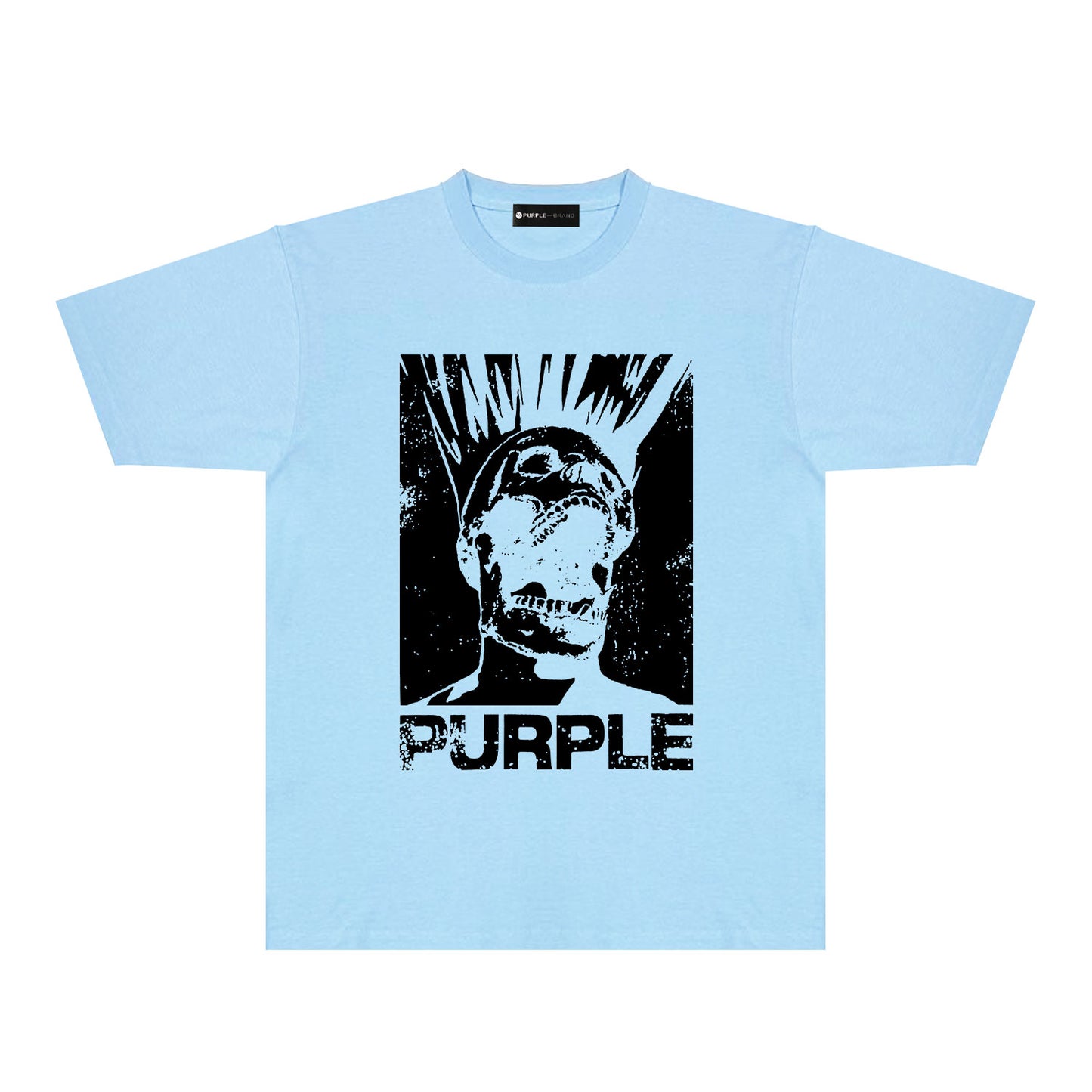 Purple Black White Outline Graphic T-Shirt Short Sleeve Casual Streetwear Tee PUR099
