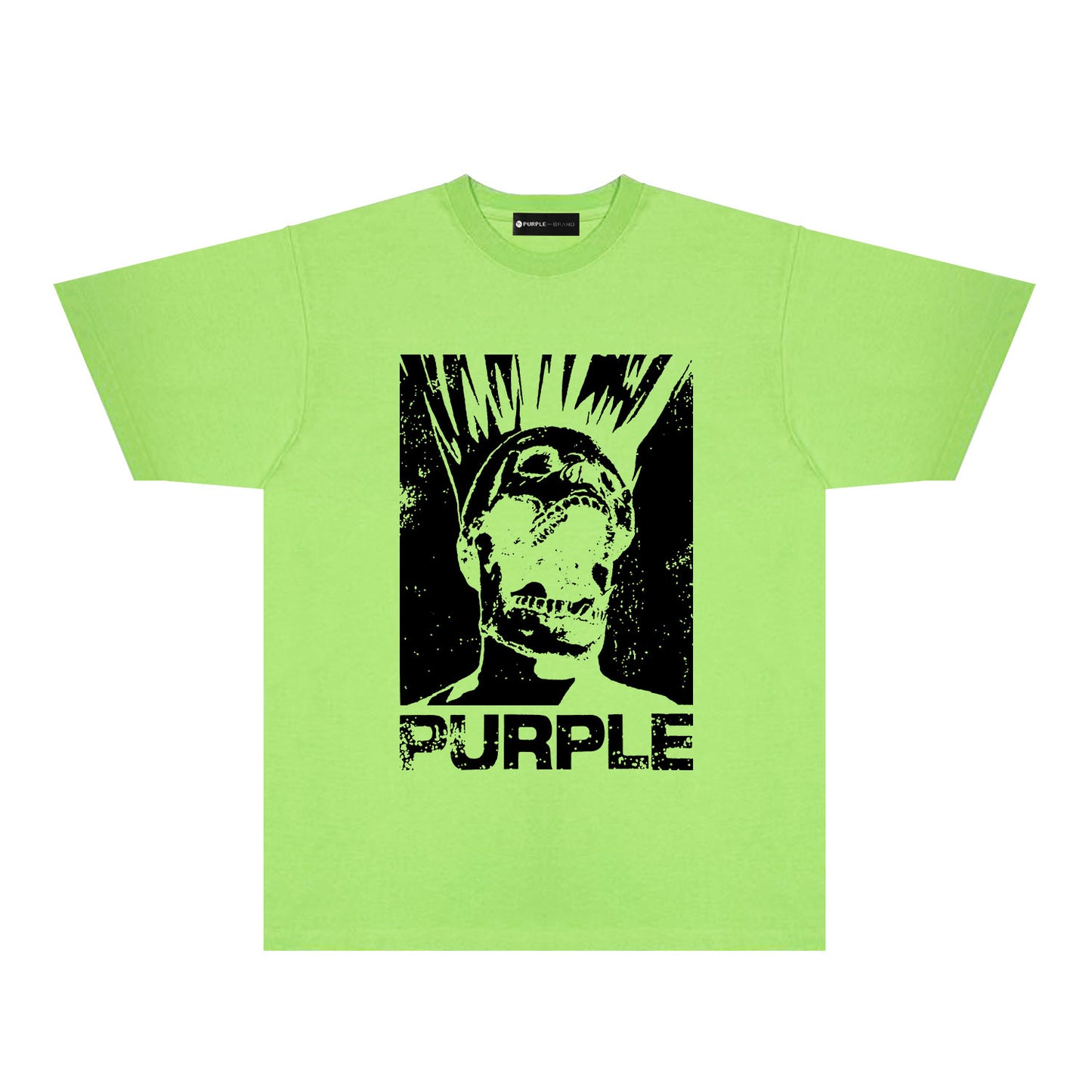 Purple Black White Outline Graphic T-Shirt Short Sleeve Casual Streetwear Tee PUR099