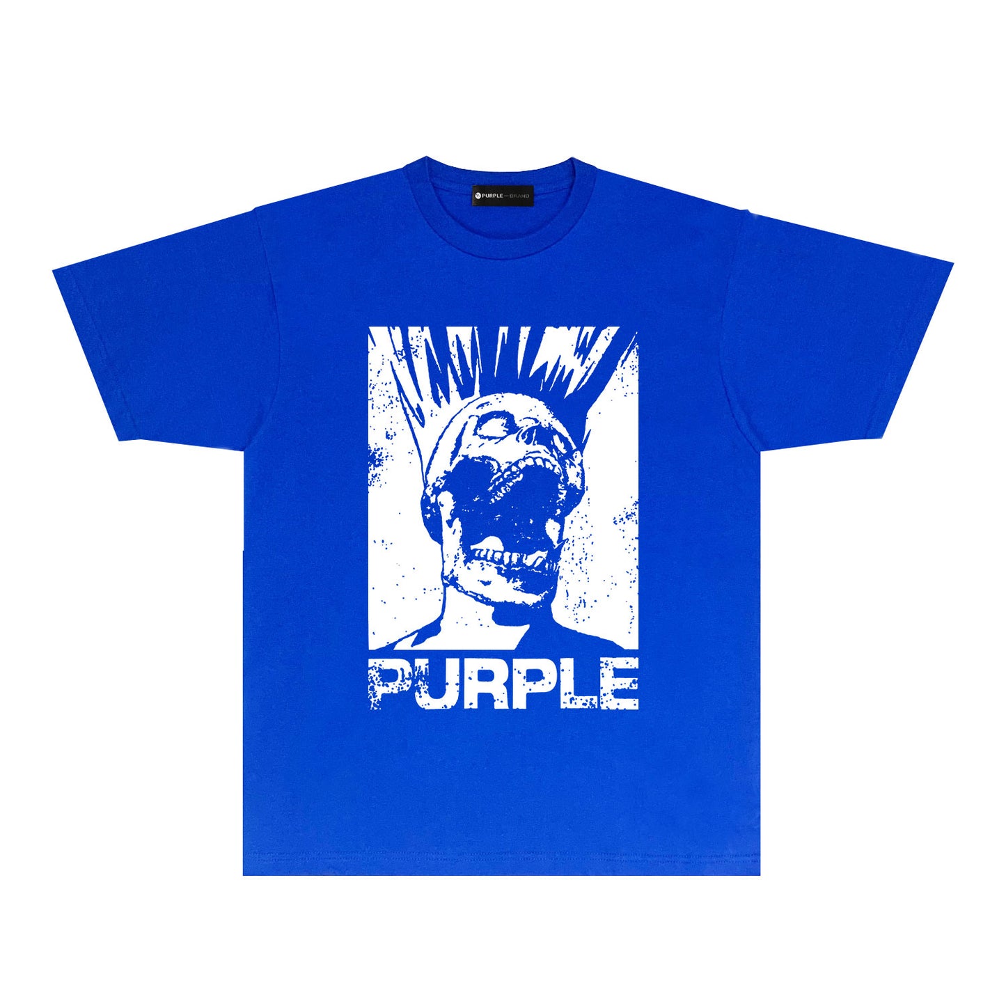 Purple Black White Outline Graphic T-Shirt Short Sleeve Casual Streetwear Tee PUR099