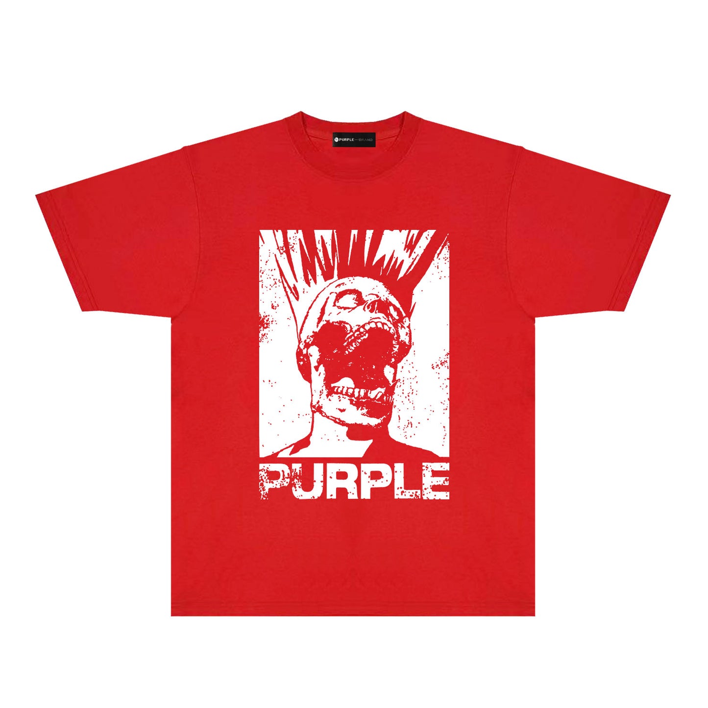 Purple Black White Outline Graphic T-Shirt Short Sleeve Casual Streetwear Tee PUR099