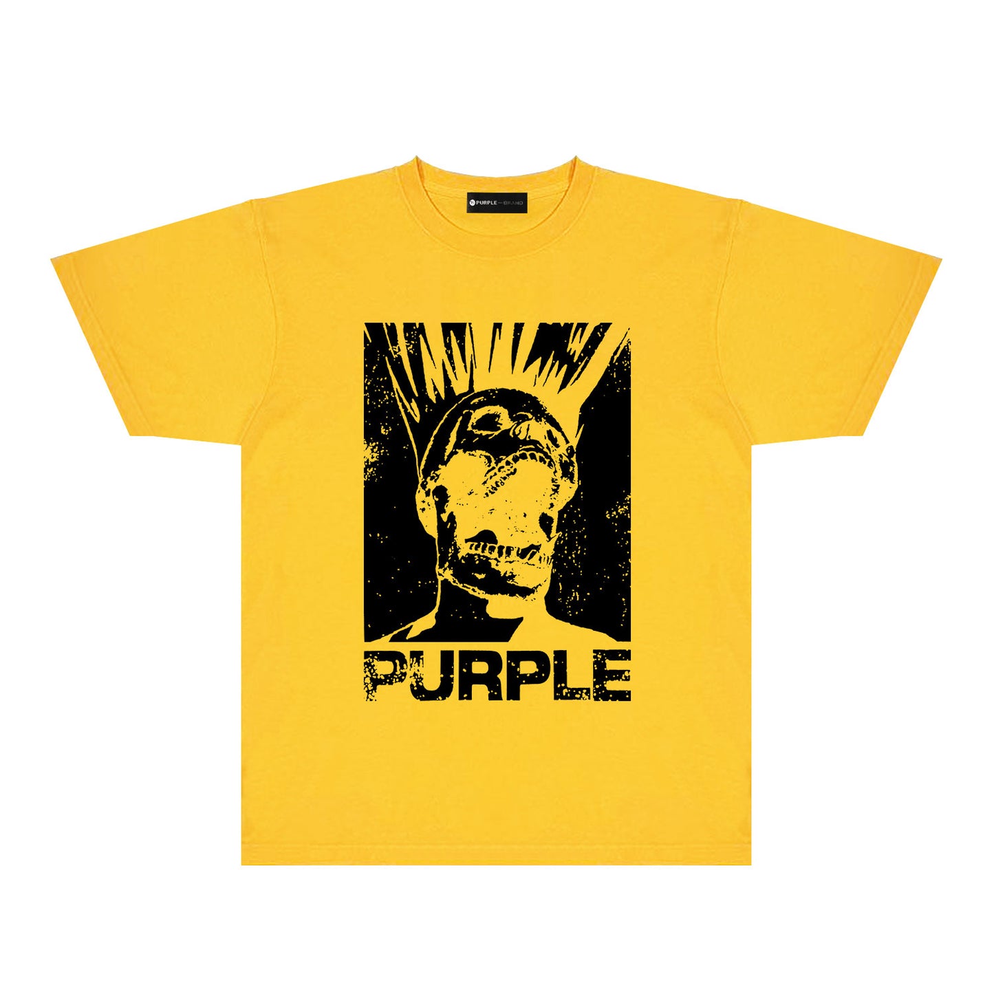 Purple Black White Outline Graphic T-Shirt Short Sleeve Casual Streetwear Tee PUR099