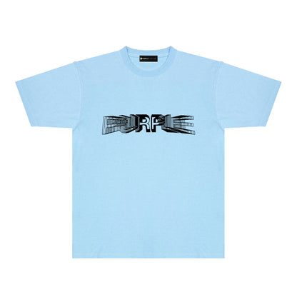 Purple Phantom Letter Graphic T-Shirt Short Sleeve Casual Streetwear Tee PUR101