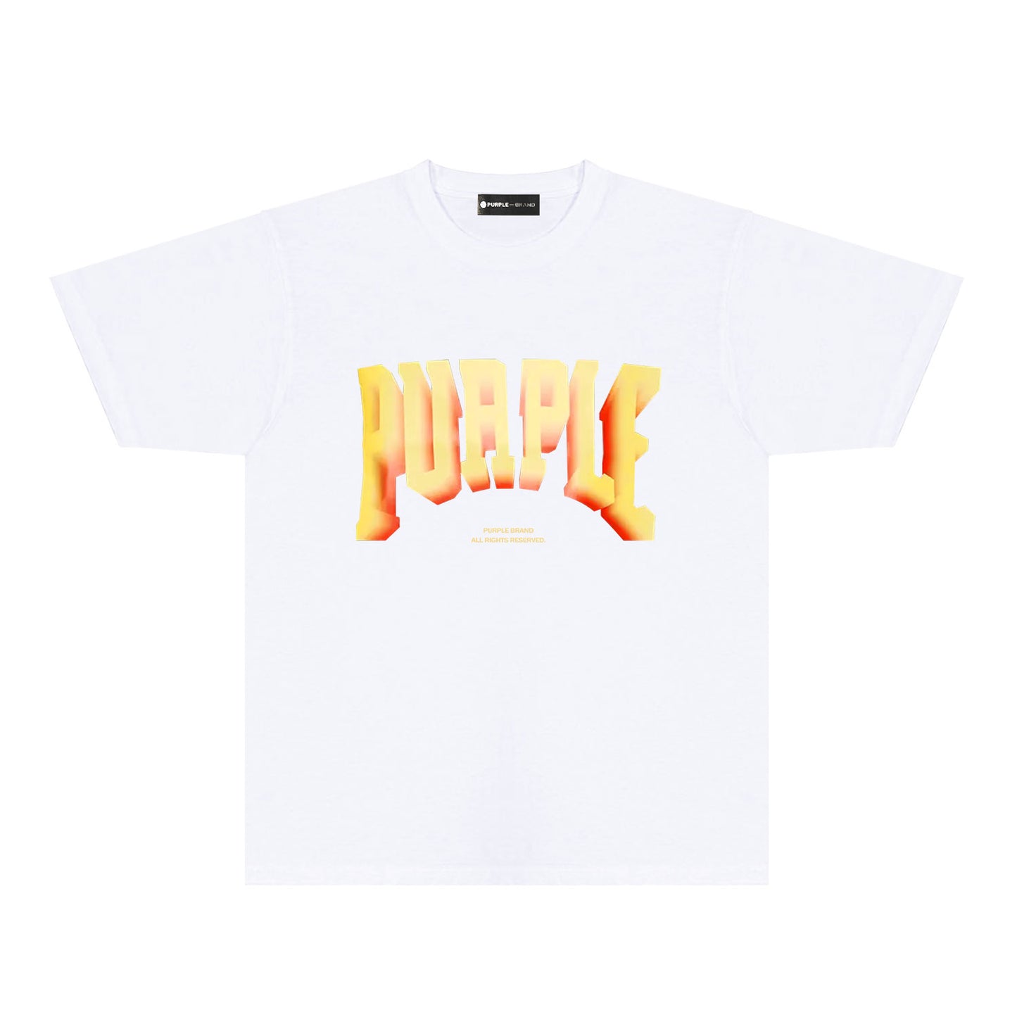 Purple Flame Orange Letter Graphic T-Shirt Short Sleeve Casual Streetwear Tee PUR103