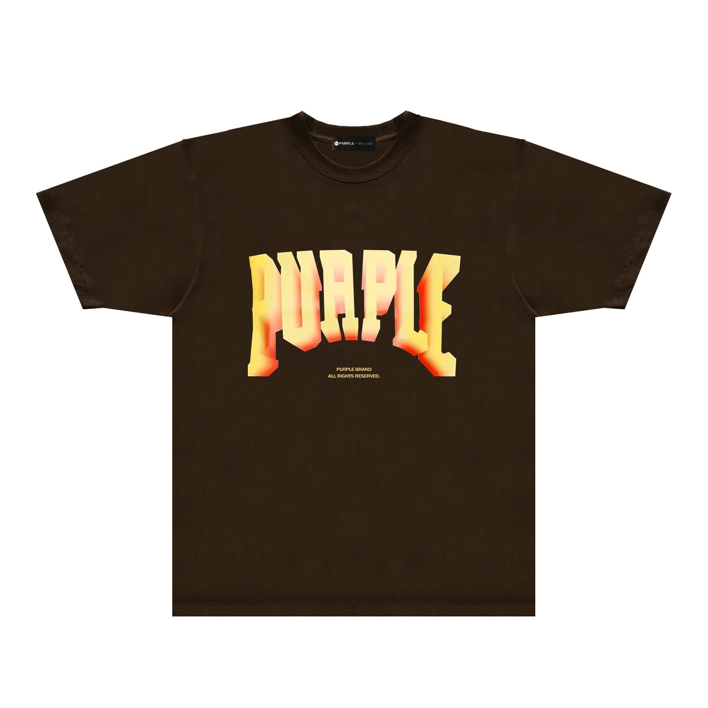 Purple Flame Orange Letter Graphic T-Shirt Short Sleeve Casual Streetwear Tee PUR103