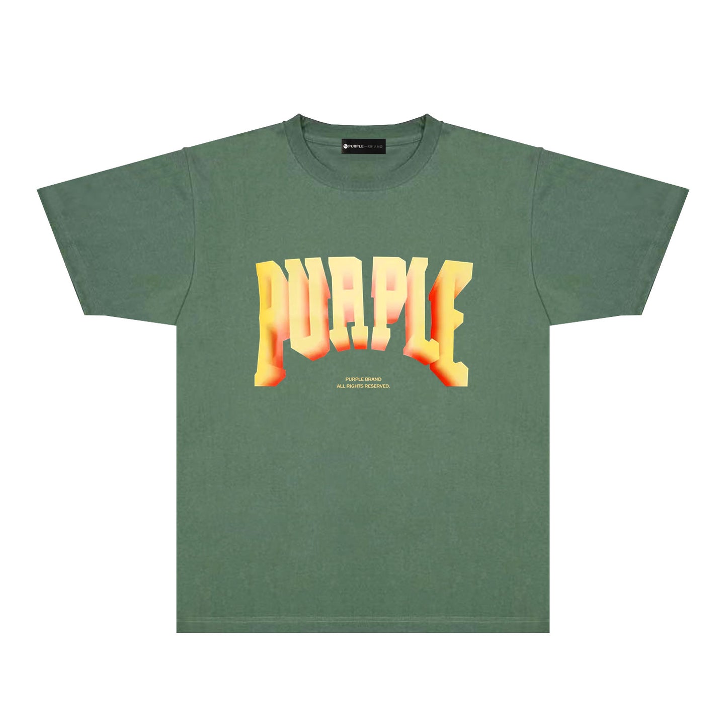 Purple Flame Orange Letter Graphic T-Shirt Short Sleeve Casual Streetwear Tee PUR103
