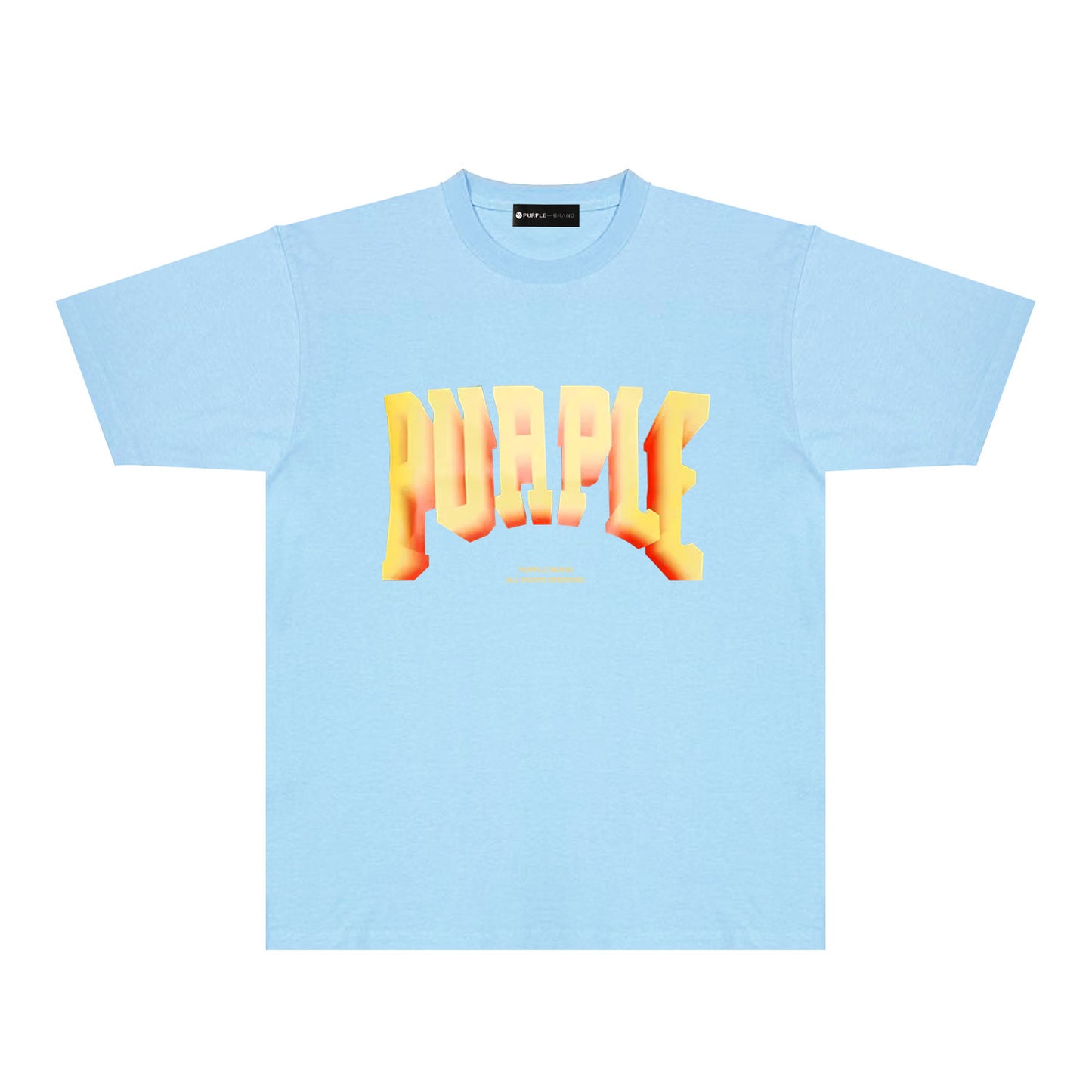 Purple Flame Orange Letter Graphic T-Shirt Short Sleeve Casual Streetwear Tee PUR103