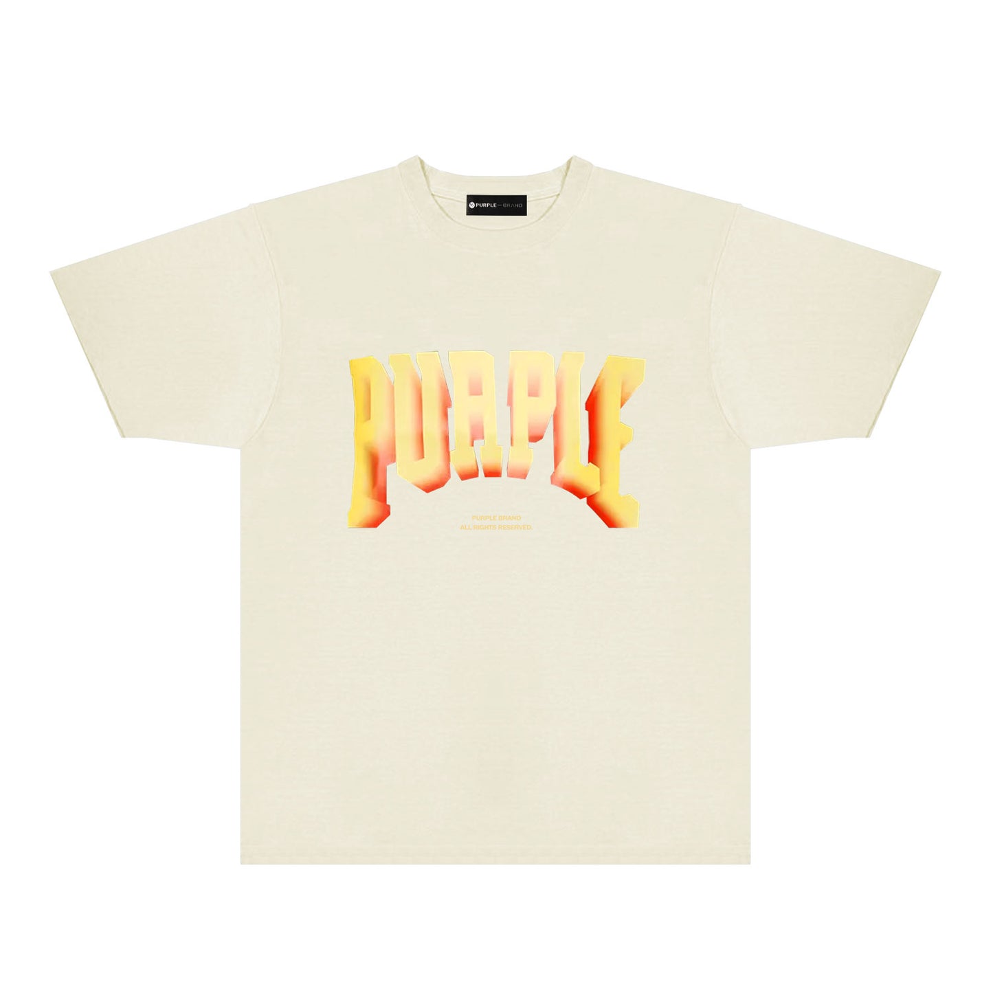 Purple Flame Orange Letter Graphic T-Shirt Short Sleeve Casual Streetwear Tee PUR103